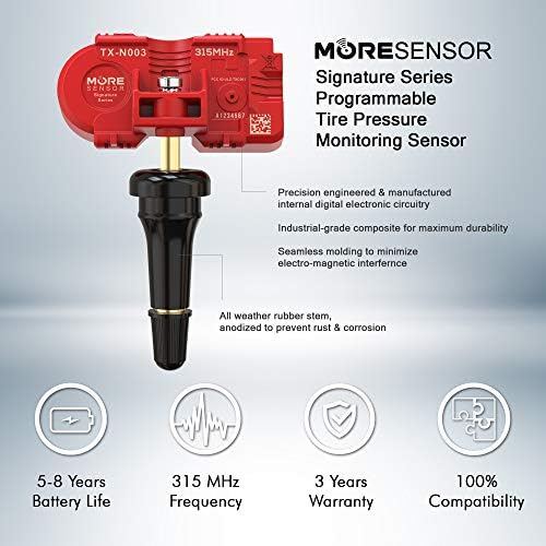סדרת חתימת Moresensor 315 מגה הרץ חיישן לחץ צמיג TPMS | מתוכנת מראש עבור נבחרים 120+ דגמי מותג אירופאי | החלפה ל- 28103-AG00a